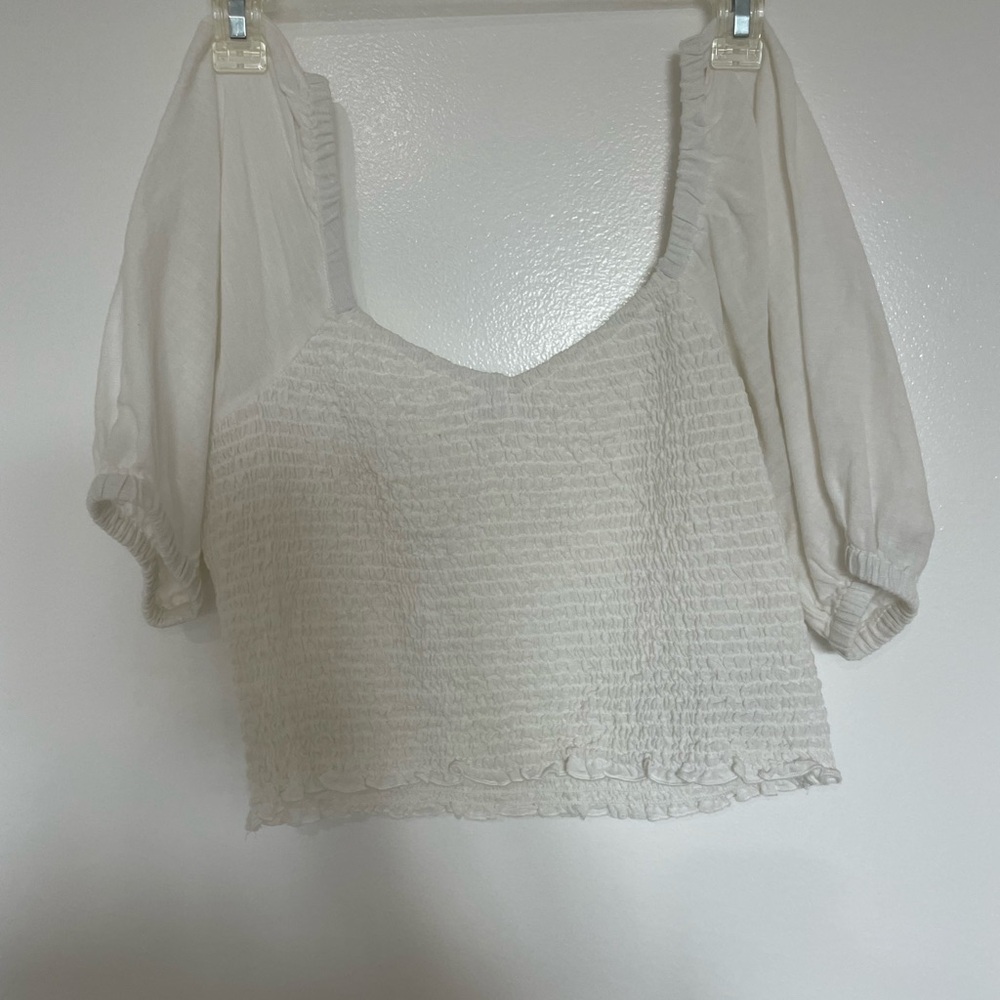 American Eagle Outfitters Cream Puff Sleeve Blouse